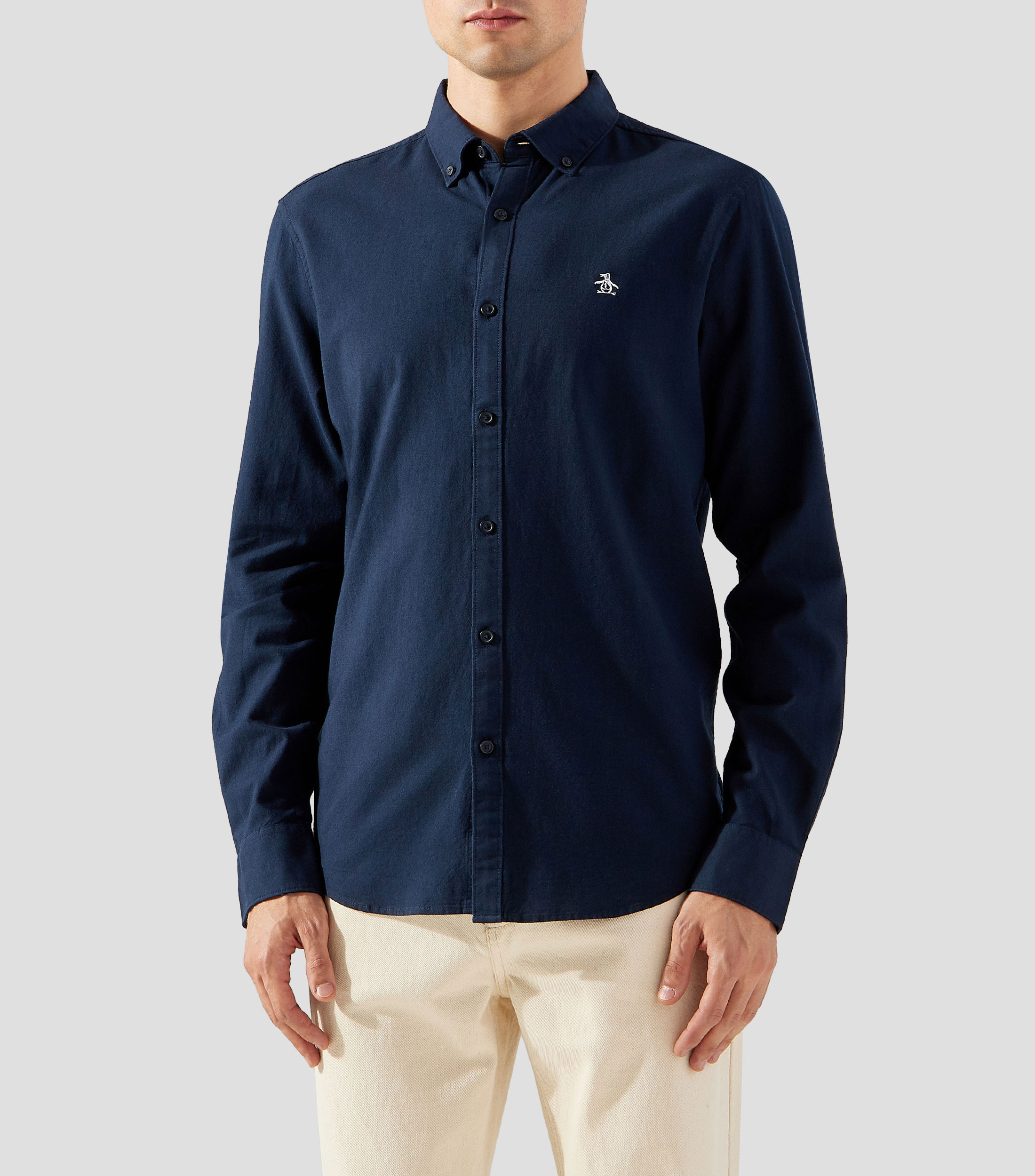 Camisa lisa manga larga Hombre